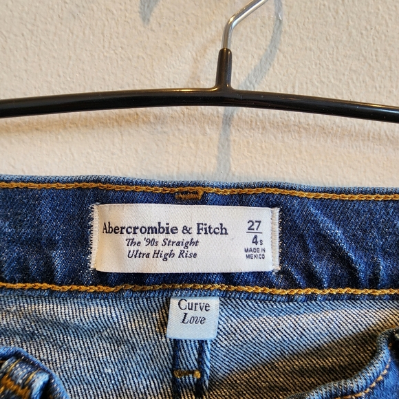 Abercrombie The 90's Straight denim SZ 27 4S Medium dark wash ultra high rise - Picture 7 of 8